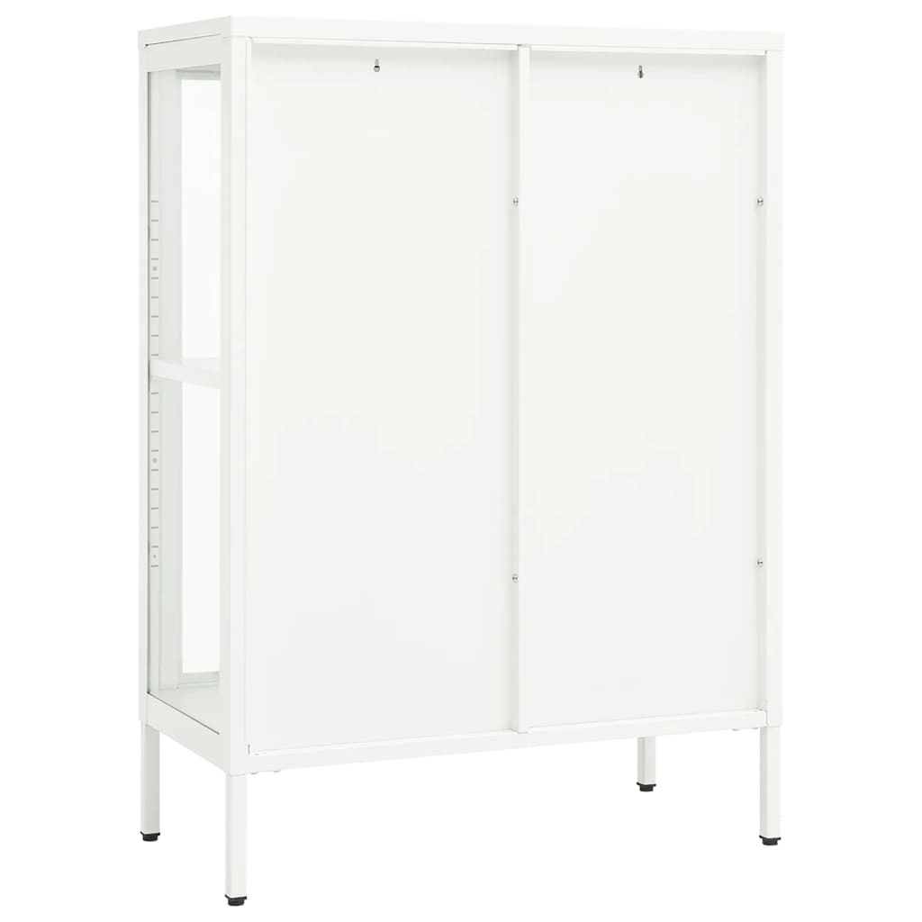 Dressoir 75x35x105 cm staal en glas wit - AllerleiShop