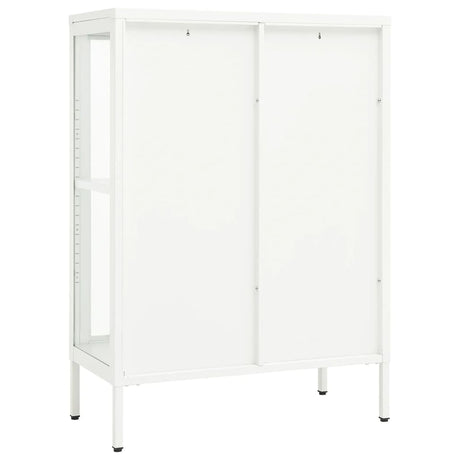 Dressoir 75x35x105 cm staal en glas wit - AllerleiShop