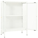 Dressoir 75x35x105 cm staal en glas wit - AllerleiShop