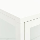 Dressoir 75x35x105 cm staal en glas wit - AllerleiShop