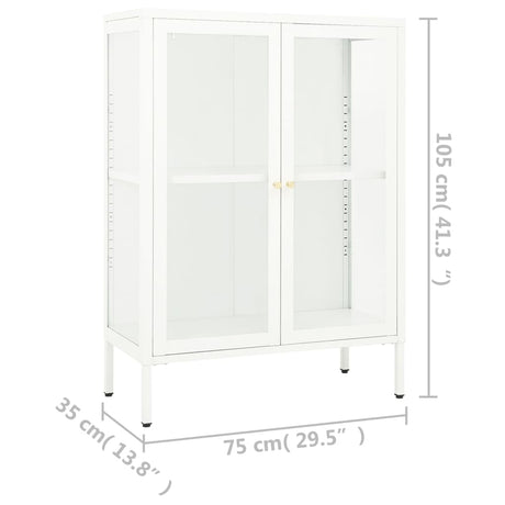 Dressoir 75x35x105 cm staal en glas wit - AllerleiShop