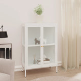 Dressoir 75x35x105 cm staal en glas wit - AllerleiShop