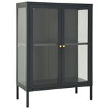 Dressoir 75x35x105 cm staal en glas antracietkleurig - AllerleiShop