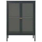 Dressoir 75x35x105 cm staal en glas antracietkleurig - AllerleiShop