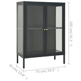 Dressoir 75x35x105 cm staal en glas antracietkleurig - AllerleiShop