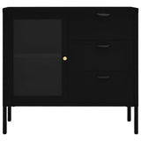 Dressoir 75x35x70 cm staal en gehard glas zwart - AllerleiShop