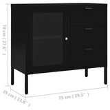 Dressoir 75x35x70 cm staal en gehard glas zwart - AllerleiShop