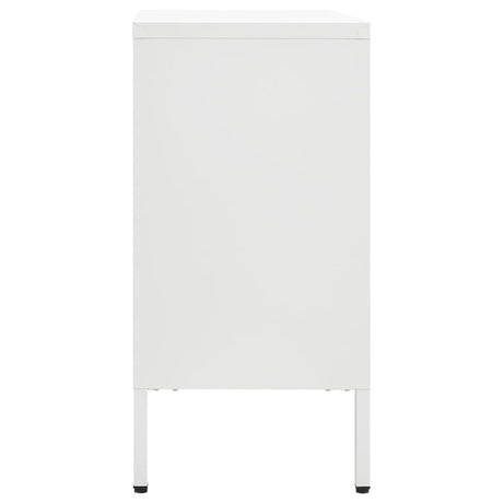 Dressoir 75x35x70 cm staal en gehard glas wit - AllerleiShop