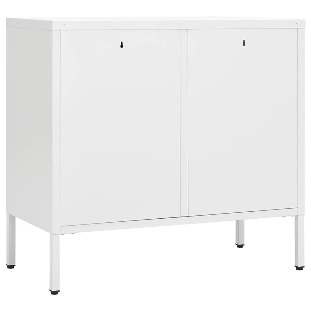 Dressoir 75x35x70 cm staal en gehard glas wit - AllerleiShop