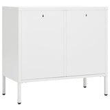 Dressoir 75x35x70 cm staal en gehard glas wit - AllerleiShop