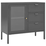 Dressoir 75x35x70 cm staal en gehard glas antracietkleurig - AllerleiShop