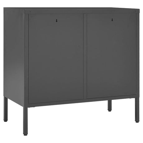 Dressoir 75x35x70 cm staal en gehard glas antracietkleurig - AllerleiShop