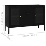 Dressoir 105x35x70 cm staal en gehard glas zwart - AllerleiShop