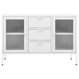 Dressoir 105x35x70 cm staal en gehard glas wit - AllerleiShop