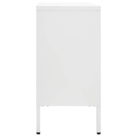 Dressoir 105x35x70 cm staal en gehard glas wit - AllerleiShop