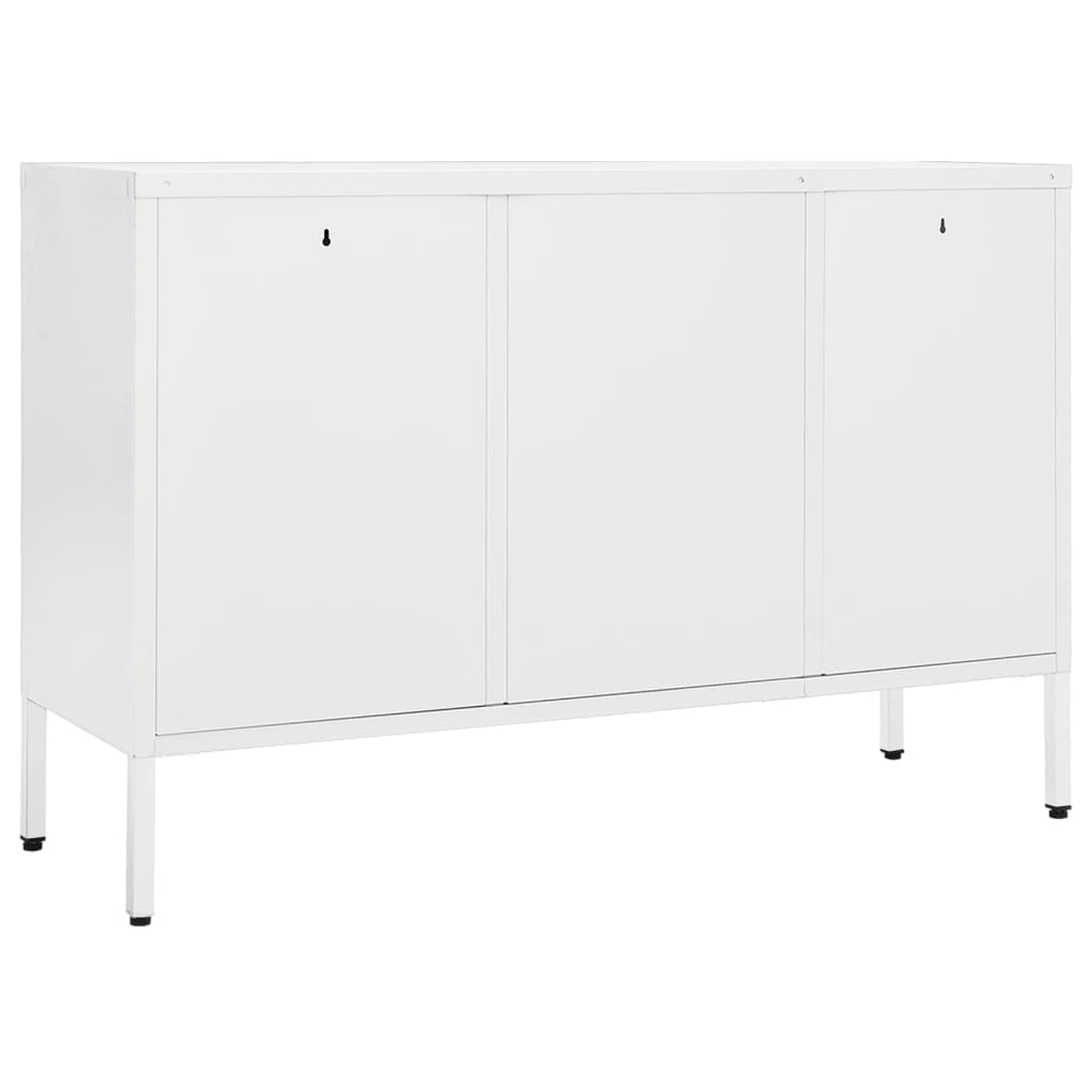 Dressoir 105x35x70 cm staal en gehard glas wit - AllerleiShop