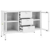 Dressoir 105x35x70 cm staal en gehard glas wit - AllerleiShop