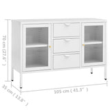 Dressoir 105x35x70 cm staal en gehard glas wit - AllerleiShop