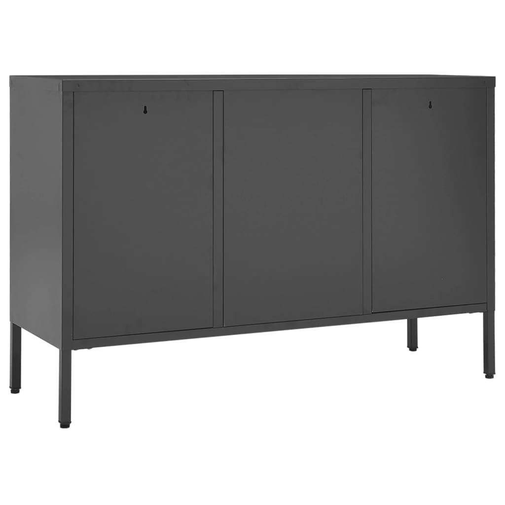 Dressoir 105x35x70 cm staal en gehard glas antracietkleurig - AllerleiShop