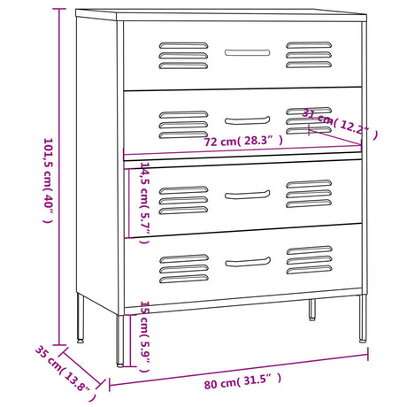 Ladekast 80x35x101,5 cm staal antracietkleurig - AllerleiShop