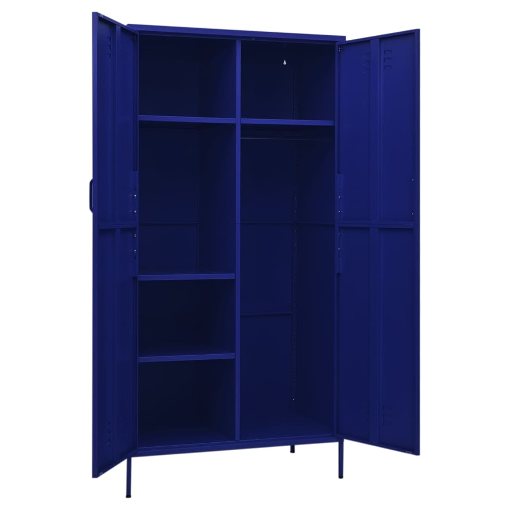 Kledingkast 90x50x180 cm staal marineblauw - AllerleiShop