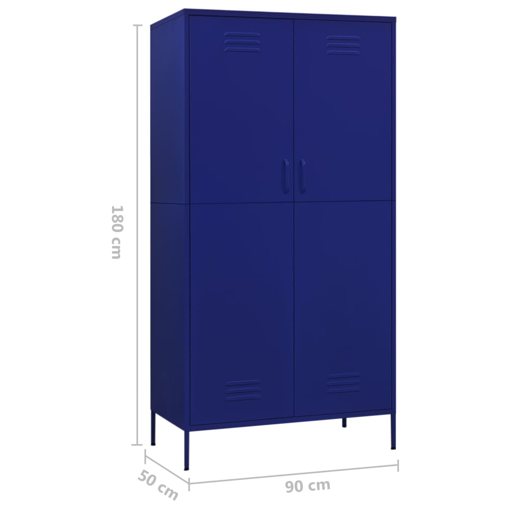 Kledingkast 90x50x180 cm staal marineblauw - AllerleiShop