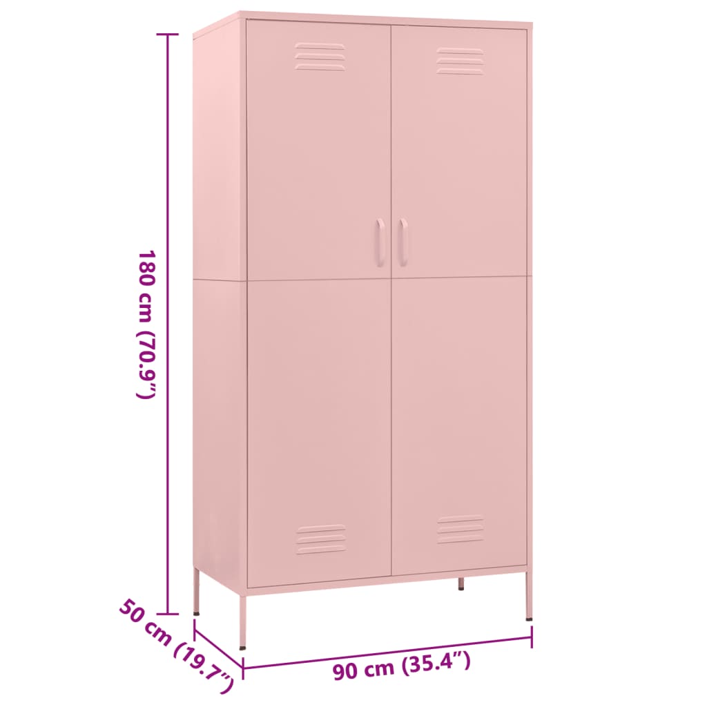 Kledingkast 90x50x180 cm staal roze - AllerleiShop