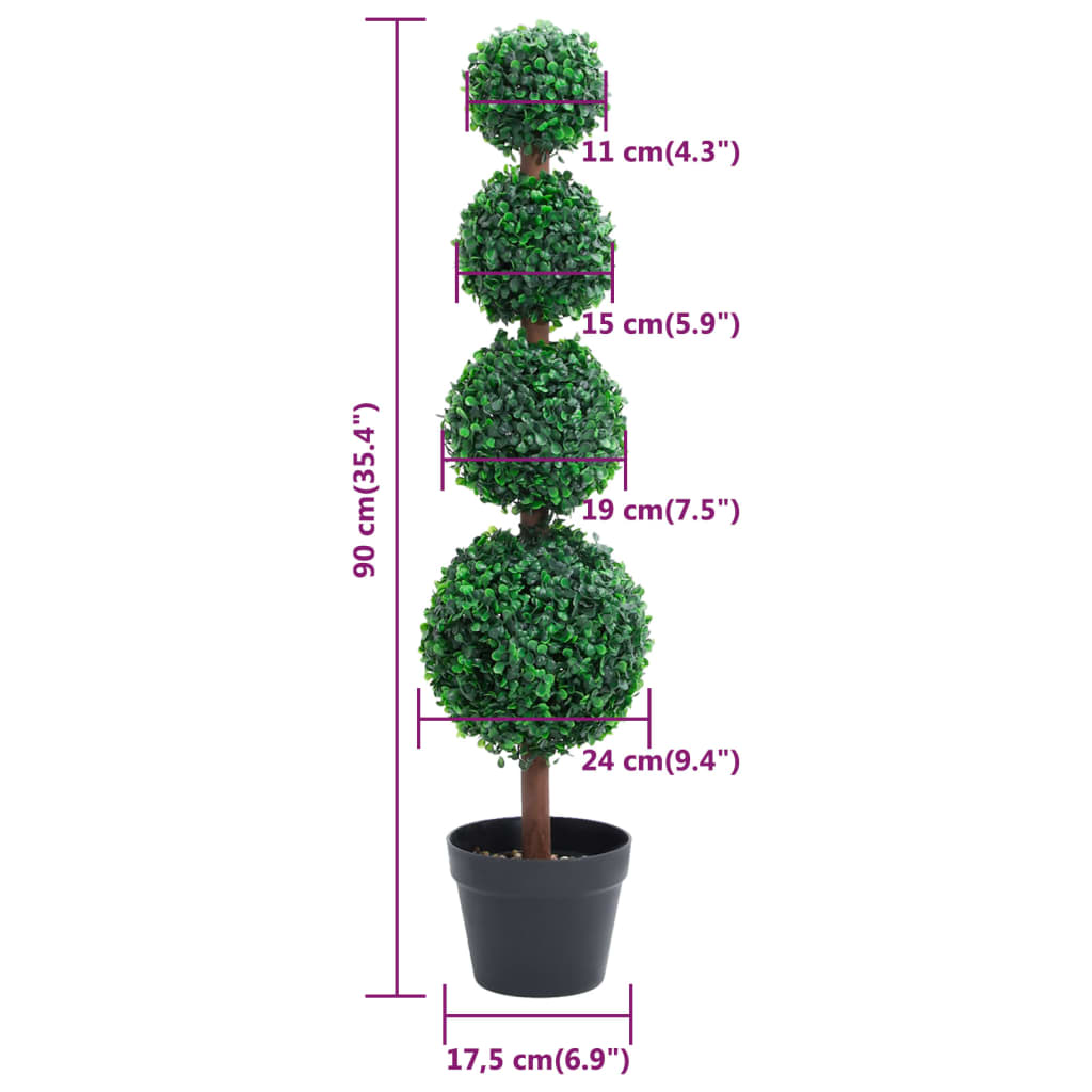 Kunstplant met pot buxus bolvorming 90 cm groen - AllerleiShop