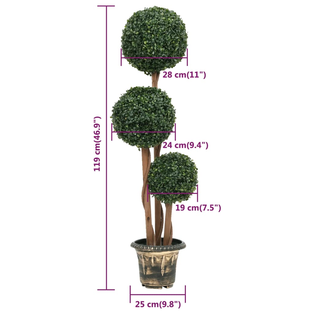 Kunstplant met pot buxus bolvorming 119 cm groen - AllerleiShop