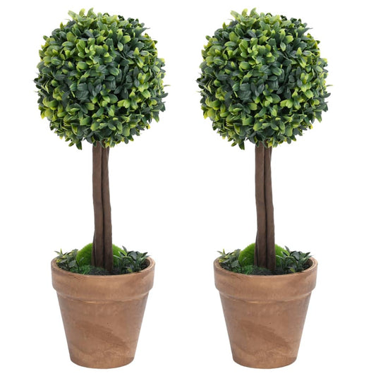 Kunstplanten met pot 2 st buxus bolvorming 33 cm groen - AllerleiShop