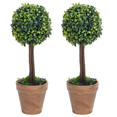 Kunstplanten met pot 2 st buxus bolvorming 33 cm groen