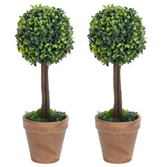 Kunstplanten met pot 2 st buxus bolvorming 56 cm groen