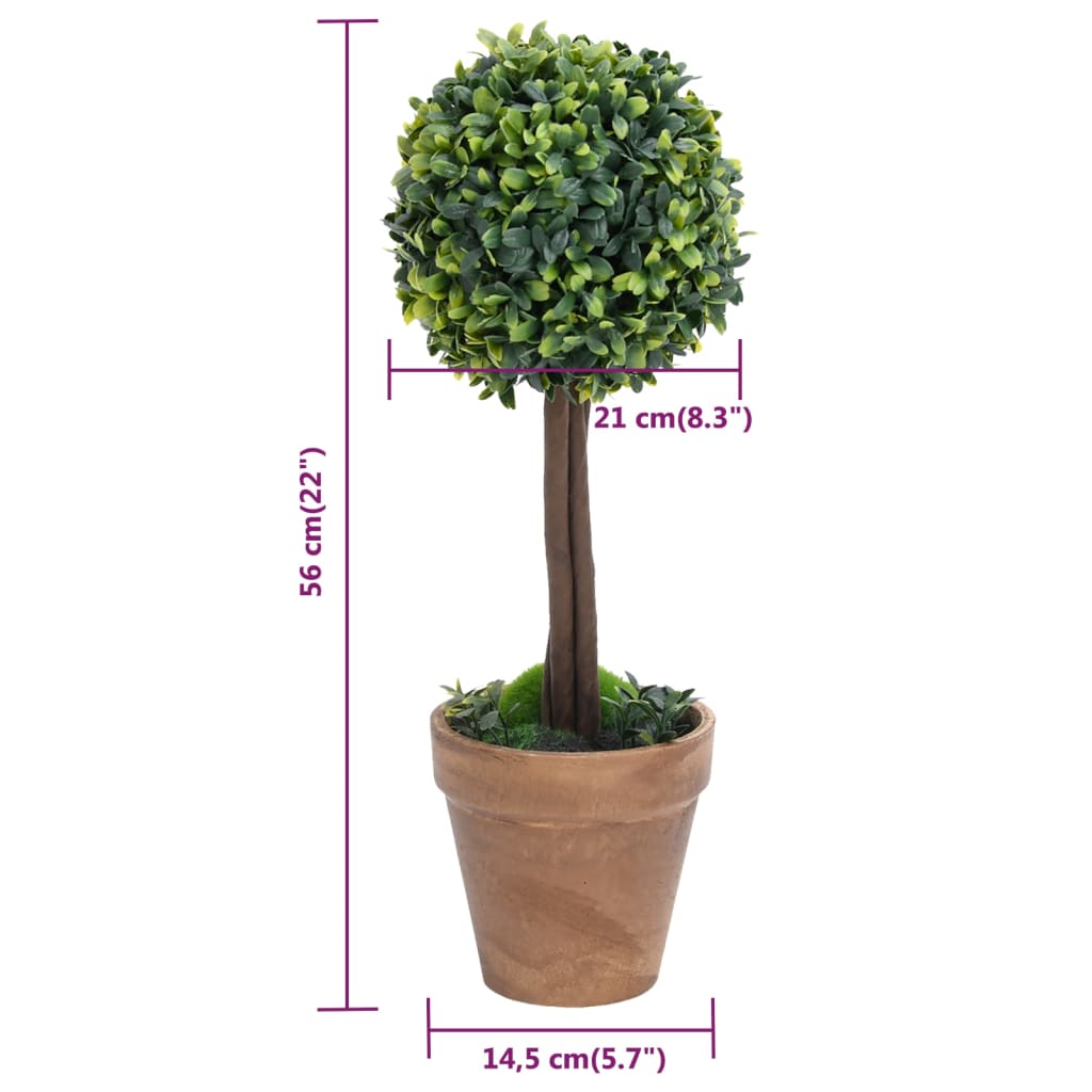 Kunstplanten met pot 2 st buxus bolvorming 56 cm groen - AllerleiShop