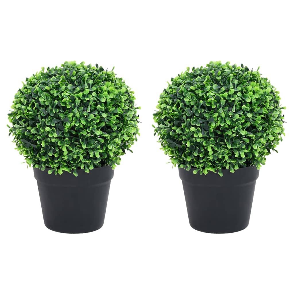 Kunstplanten met pot 2 st buxus bolvorming 37 cm groen