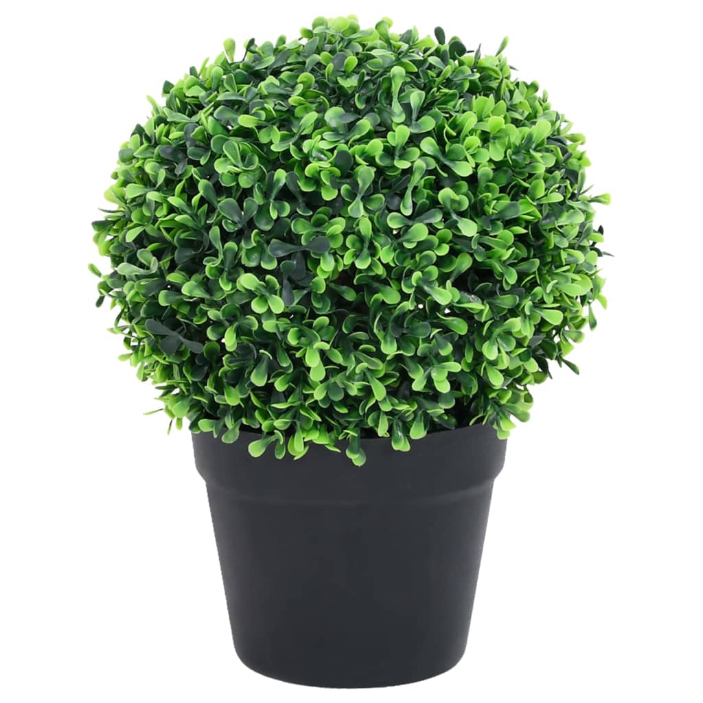 Kunstplanten met pot 2 st buxus bolvorming 37 cm groen