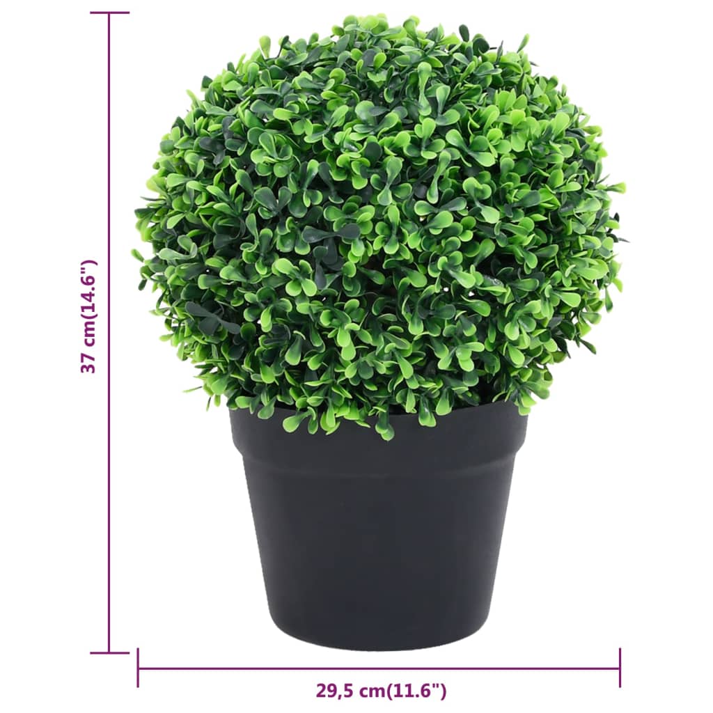 Kunstplanten met pot 2 st buxus bolvorming 37 cm groen