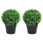 Kunstplanten met pot 2 st buxus bolvorming 32 cm groen - AllerleiShop