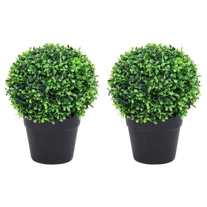 Kunstplanten met pot 2 st buxus bolvorming 27 cm groen - AllerleiShop