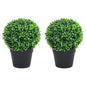 Kunstplanten met pot 2 st buxus bolvorming 27 cm groen - AllerleiShop