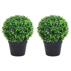 Kunstplanten met pot 2 st buxus bolvorming 27 cm groen