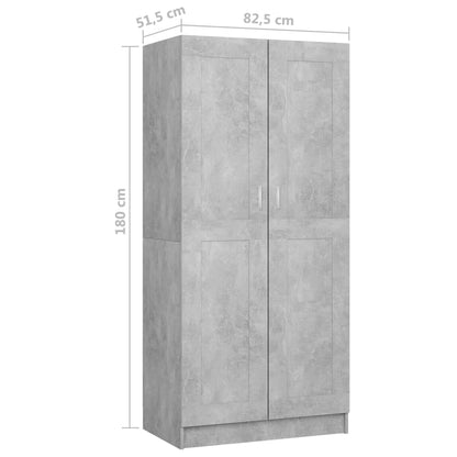 Kledingkast 82,5x51,5x180 cm bewerkt hout betongrijs - AllerleiShop