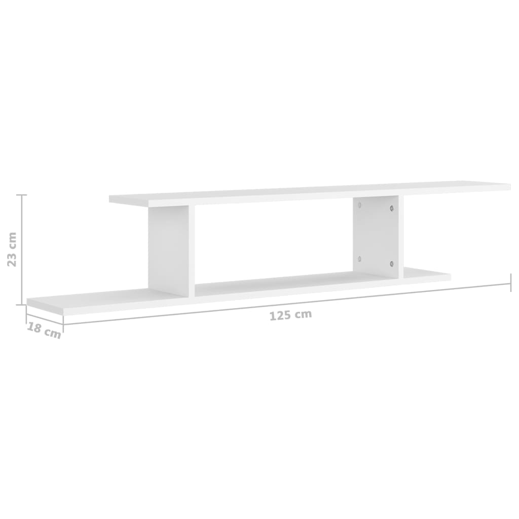 Tv-wandschap 125x18x23 cm bewerkt hout wit - AllerleiShop