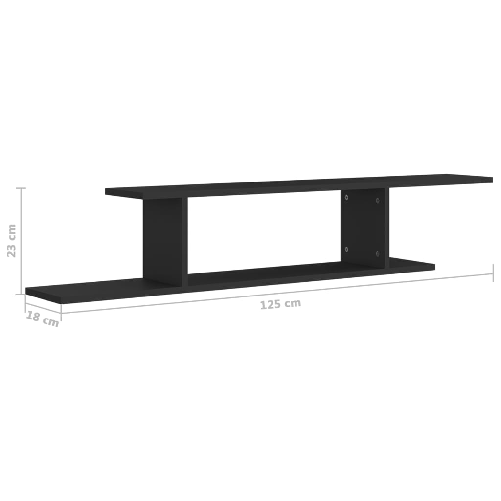 Tv-wandschap 125x18x23 cm bewerkt hout zwart - AllerleiShop