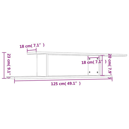 Tv-wandschap 125x18x23 cm bewerkt hout betongrijs - AllerleiShop