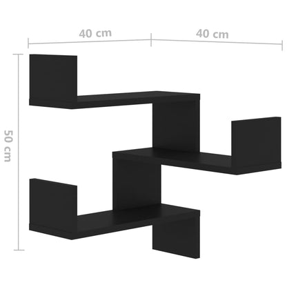 Hoekwandschap 40x40x50 cm bewerkt hout zwart - AllerleiShop