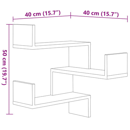 Hoekwandschappen 2 st 40x40x50 cm bewerkt hout zwart - AllerleiShop