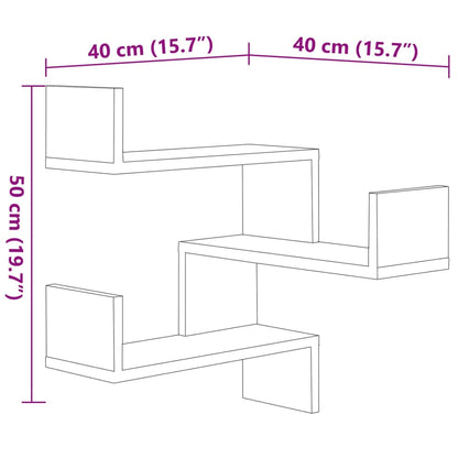 Hoekwandschapen 2 st 40x40x50 cm bewerkt hout sonoma eikenkleur - AllerleiShop