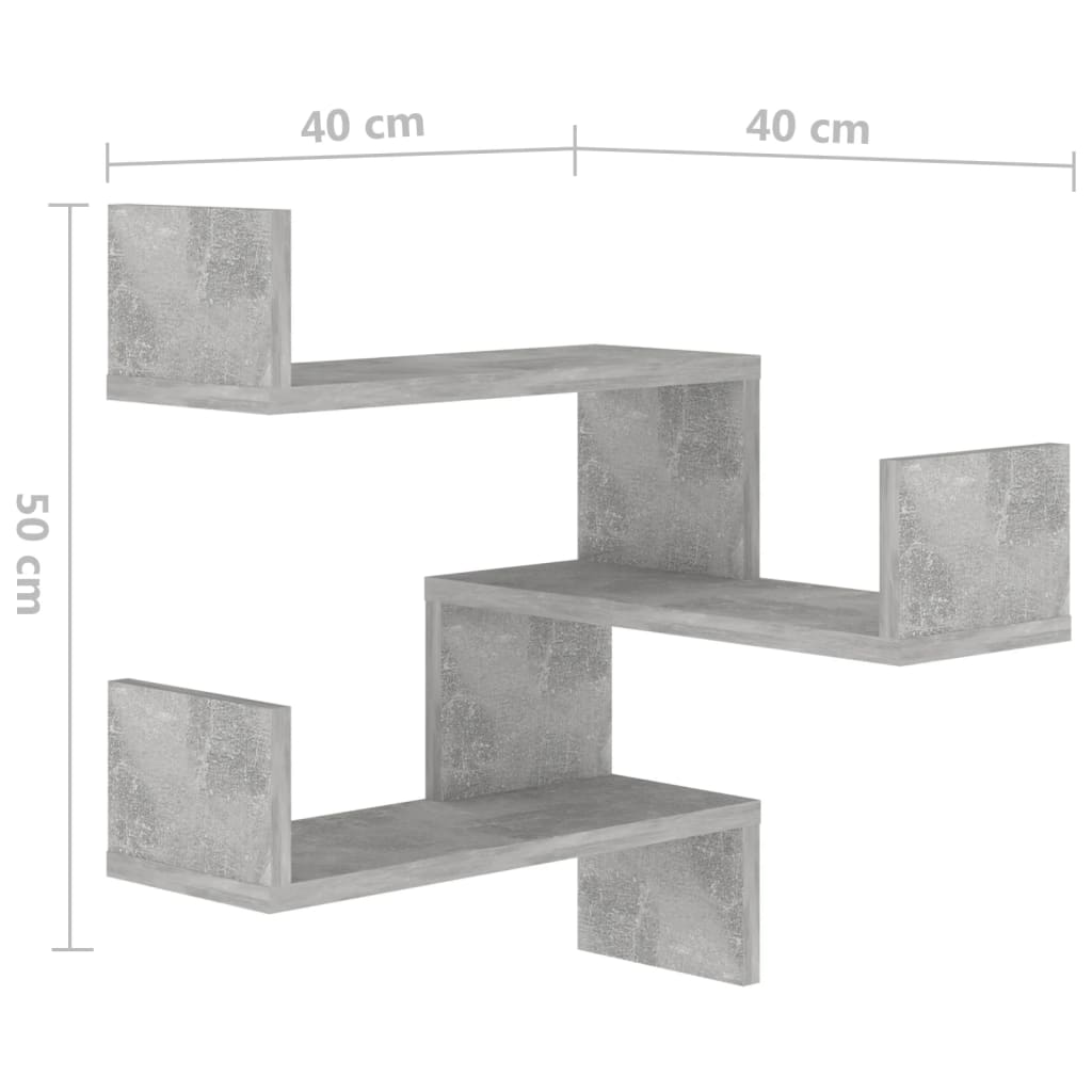 Hoekwandschap 40x40x50 cm bewerkt hout betongrijs - AllerleiShop