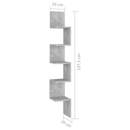 Hoekwandschap 20x20x127,5 cm bewerkt hout betongrijs - AllerleiShop