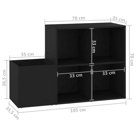 Opbergkast 105x35,5x70 cm bewerkt hout zwart - AllerleiShop